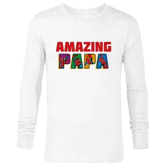 Marvel Spider-Man Amazing Papa Birthday Father’s Day - Long Sleeve T-Shirt for Men - Customized-White