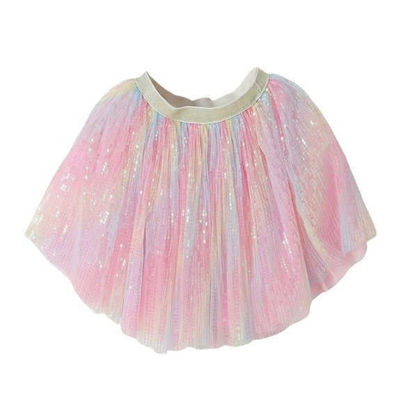 Cathalem Skirts for Kids Girl Sparkly Metallic Mini Skirt Princess Teen Disco Dance Pleated Skirts (Light Pink,3-8 Yesrs)