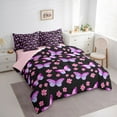 thumbnail image 4 of Homewish Cute Butterfly Kid Twin Bedding Sets 7-Piece, Blossoms Flower Floral Bedding Comforter Set, Black Purple Cartoon Theme Reversible Sheet Sets, Luxury Bedroom Decor, 4 of 8