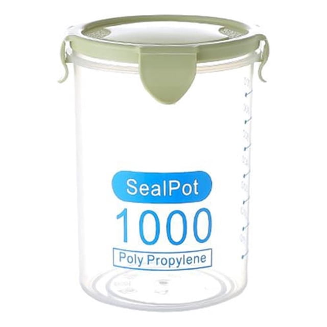 Sealed Storage Containers Food Storage Box Plastic Transparent Sealed Containers Kitchen Food Cereal Beans Nuts Storage Box Green 1000ml