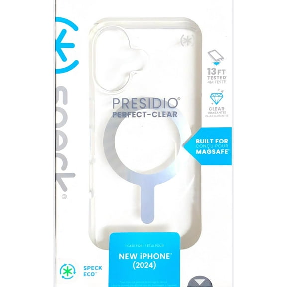 Speck Presidio Perfect-Clear/Chrome MagSafe for Apple iPhone 16 Case