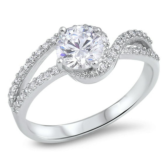 Solitaire Clear CZ Promise Ring .925 Sterling Silver Knot Band White Jewelry Female Size 5