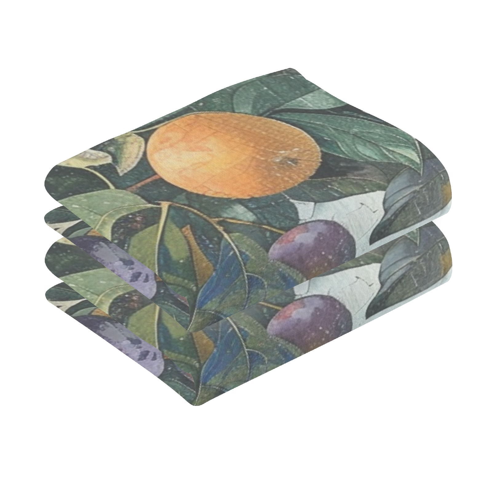 Fruit Leaves Print Hand Towels Cotton Bath Towels Large Face Towels Absorbent for Bathroom 2 Packs