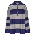 thumbnail image 3 of WEIYLL Women Oversized Fall Half Zipper Turtleneck Striped Tops Long Sleeve Color Block Cardigan Sweatshirts Blue, 3 of 5