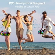 JYX Party Speaker, Waterproof Outdoor Speakers Bluetooth, Portable Boombox with DJ Lights for Pool Beach Party