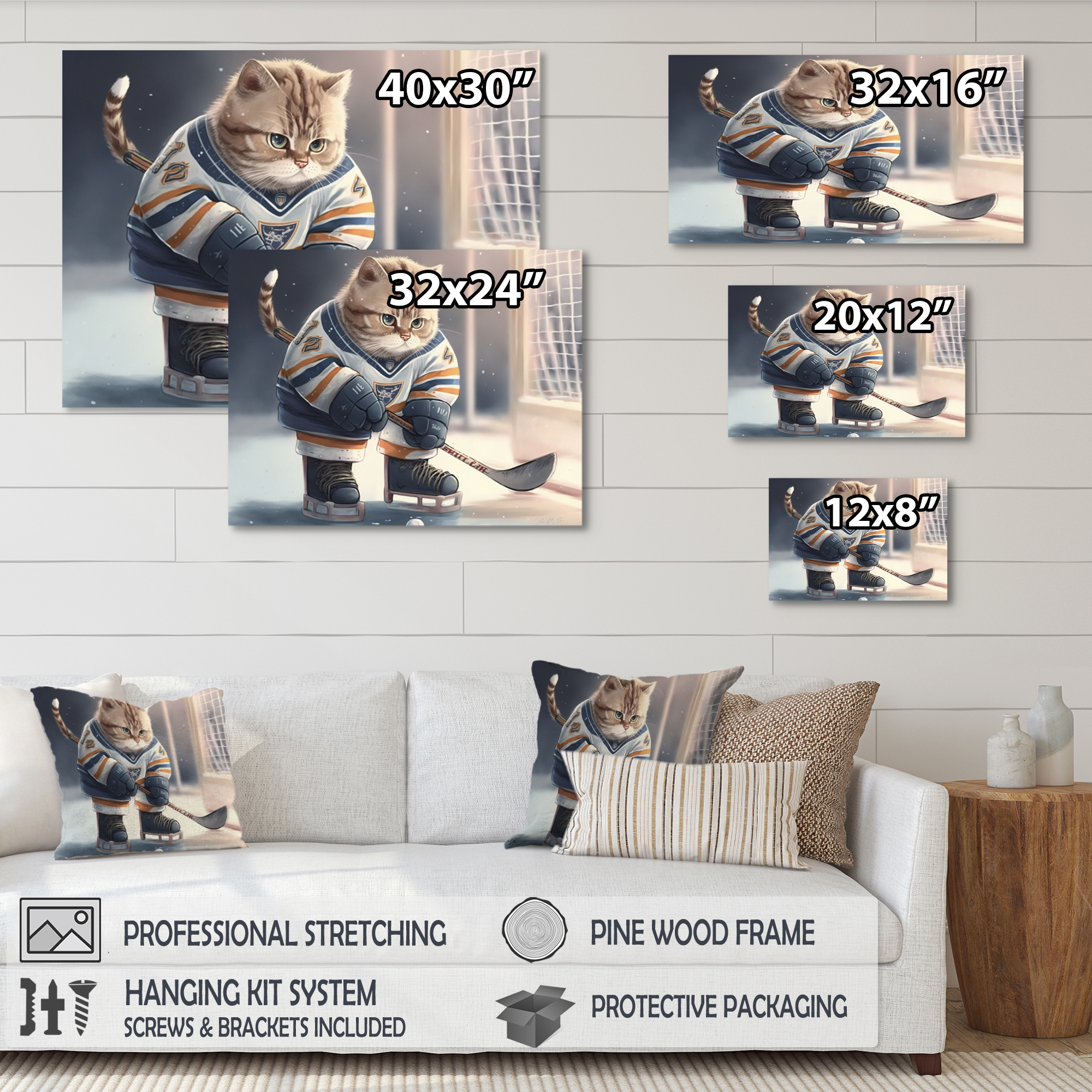 Designart Anime Hocket Cat On Ice Rink I Canvas Wall Art