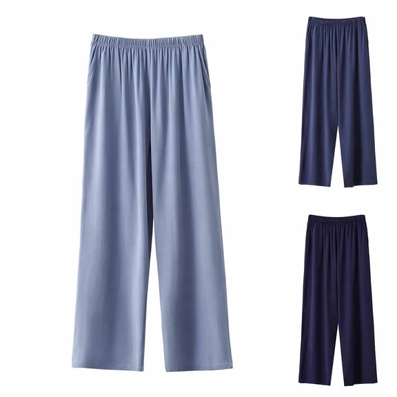 Pafei Tyugd Lounge Pants for Men Big and Tall Soft Cozy Pajama Pants with Pockets Loose Fit Cozy Straight Leg Solid Color Casual Pants 2026 Light Blue 5XL