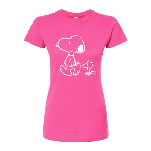 Peanuts - I'll Follow You - Snoopy & Woodstock - Juniors Fitted Graphic T-Shirt