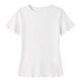 thumbnail image 4 of Girls Lettuce Trim Shirts Short Sleeve Ribbed Tops Girls Graphic Tees Size 8 Crewneck Casual T Shirt Summer Tee Blouse(Size 10-11 Years,White), 4 of 4