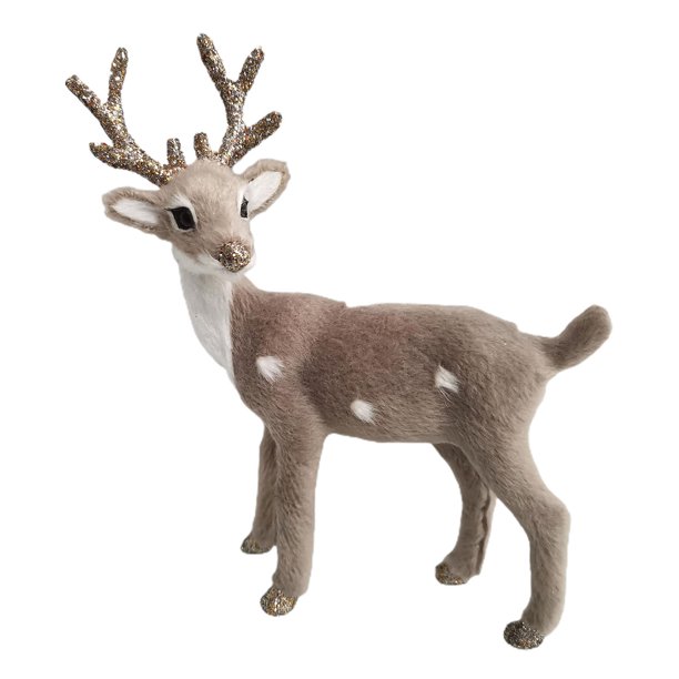 Simulación modelo animal ciervo bosque en miniatura animal escritorio en casa decoración de casa de muñecas Navidad lindos adornos de ciervos regalo para niños cabeza giratoria a la izquierda 2
