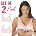 thumbnail image 2 of Carole Martin Full-Freedom Cotton Front Closure Comfort Bra - Wire Free - Stretch Cups - One Size Fits All B, C, and D Style 7276 Set of 2-Pink 42, 2 of 7