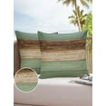 thumbnail image 6 of Pack of 2 Outdoor Pillow Covers, Vintage Sage Green Brown Wood Grain Farm Waterproof Square Throw Pillowcase Cushion Decorative Pillow Covers for Couch Patio Tent, 24x24 in, 6 of 6
