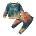 thumbnail image 1 of Gibobby niñas Bebé recién nacido niños niñas Tie Dye manga larga acanalado camiseta Tops pantalones de algodón pantalones ropa de dormir pijama conjunto 2 uds ropa(GN1,3-6 Months), 1 of 5