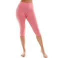 thumbnail image 2 of Cotton Capri Leggings Plain Pants Capris For Women Junior & PLUS Size, Pink, Medium, 2 of 6