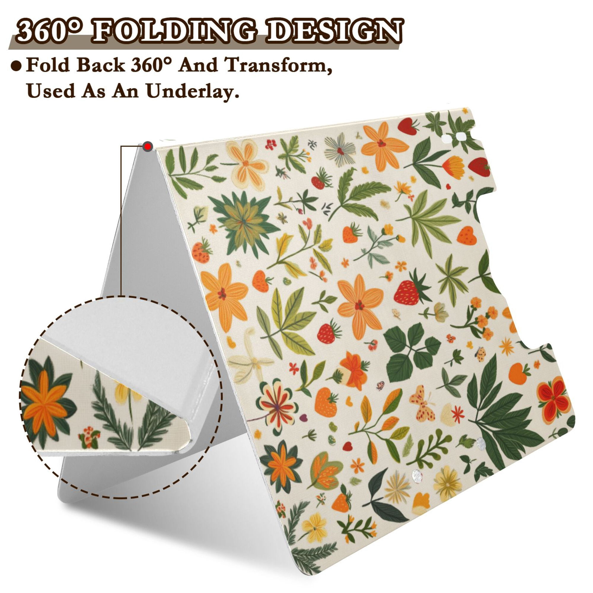 FORMRS A4 Clipboard Folder with Pen Holder Horizontal Foldable School Office Binder, Leaves Pattern