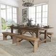 thumbnail image 1 of HERCULES Series 8' x 40'' Antique Rustic Folding Farm Table and Four 40.25"L Bench Set, 1 of 9