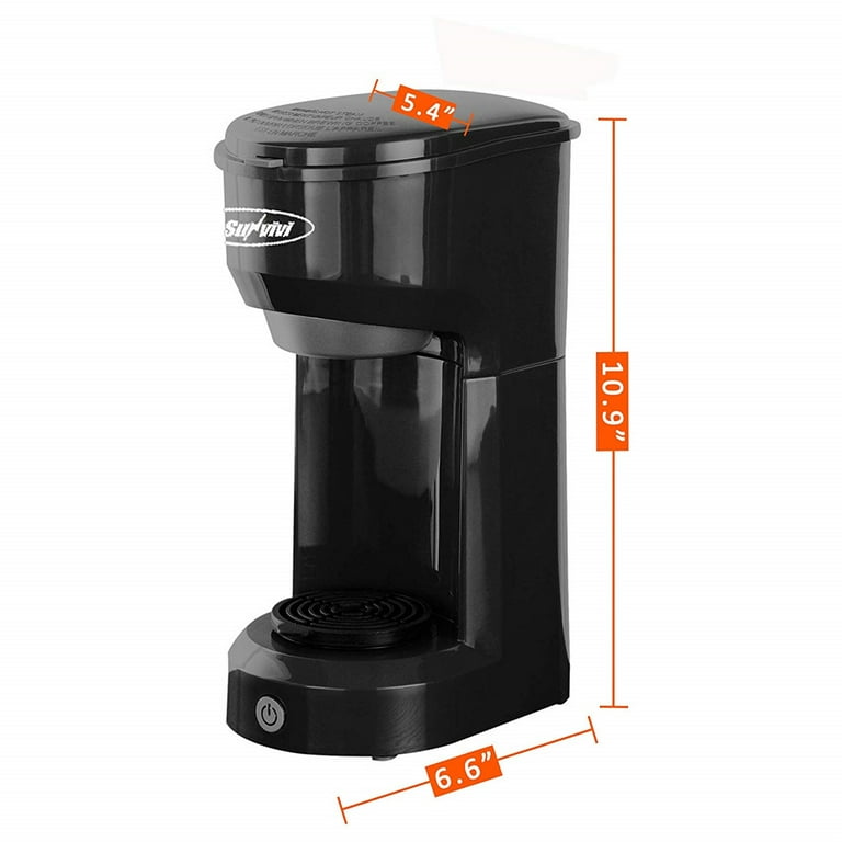 Superjoe Single Serve Coffee Maker Brewer for Single Cup Capsule with  6-14OZ Reservoir One-Touch Button Coffee Machines Black 