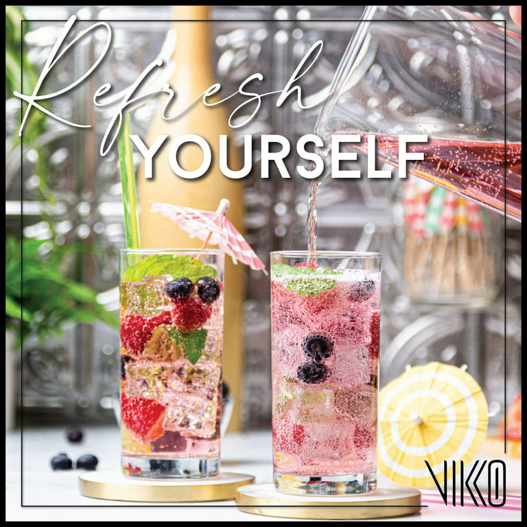 Vikko 14 Ounce Drinking Glasses: Thick and Durable Kitchen Glasses - Large Dishwasher Safe Glass Tumbler - Heavy Duty Cups for Water, Juice, Milk
