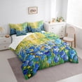 thumbnail image 3 of Manfei Chic Blue Floral Flowers Bedding Comforter Set 7 Pieces for Female Men,Abstract Oil Painting Full Bedding Set Lightweight,Blue Green Fitted Sheet Flat Sheet,Microfiber Bedroom Decor, 3 of 8