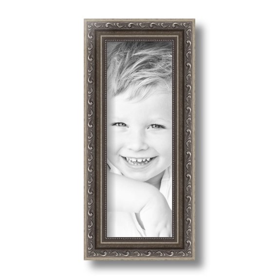 ArtToFrames 4x11 inch Antique Silver Picture Frame, Silver Wood Poster Frame (4562)