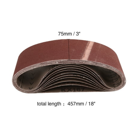 

3x18 Inch Sanding Belts 180 Grit Aluminum Oxide Sanding Belt Sandpaper for Portable Belt Sander 10 Pcs