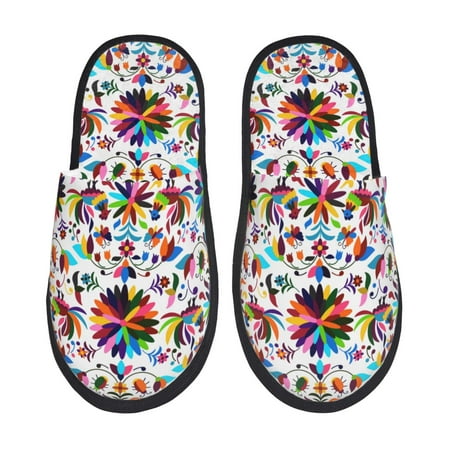 

Slippers for Women Mexican Bright Style Womens Slippers Fuzzy Winter House Shoes Soft Anti-Skid Slippers Indoor and Outdoor