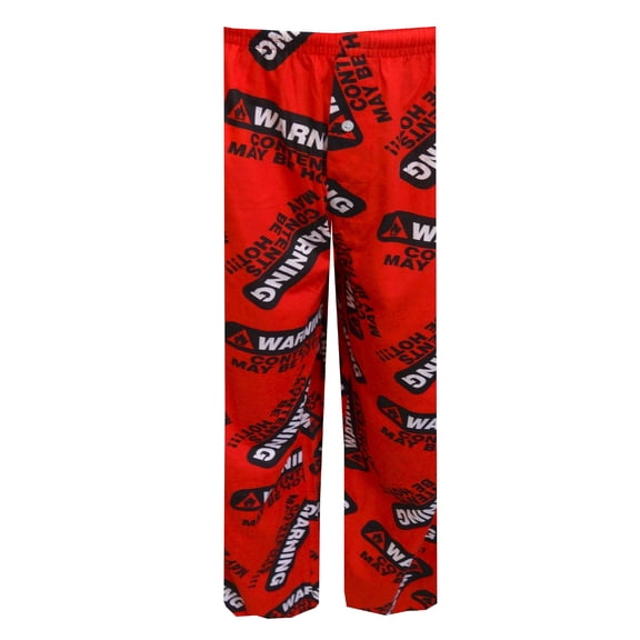 Fun Boxers Mens Warning - Contents May Be Hot Red Lounge Pants (Small)