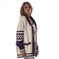 thumbnail image 7 of Unisex The Wild Collective Cream Minnesota Vikings Jacquard Rolled Collar Button-Up Cardigan Sweater, 7 of 7