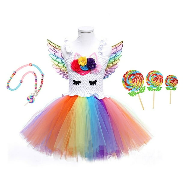 Vestidos de unicornio arcoiris para ninos ninas bebes vestido de tutu de unicornio disfraz de fiesta de Halloween vestido de baile colorido para ninos zhangyuxiang unisex Walmart en linea