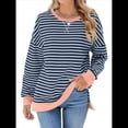 thumbnail image 3 of Sudadera Oversize para Mujer, Verano 2025, Cuello Redondo, Rayas, Larga, Aberturas Laterales, Sudaderas con Capucha Y2K Azul y Gris L, 3 of 10