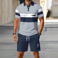 thumbnail image 2 of Men's 2-Piece Short Sleeve Polo Shirt and Shorts Set Letter Graphic Casual Summer Outfit for Daily Wear, 2 of 4