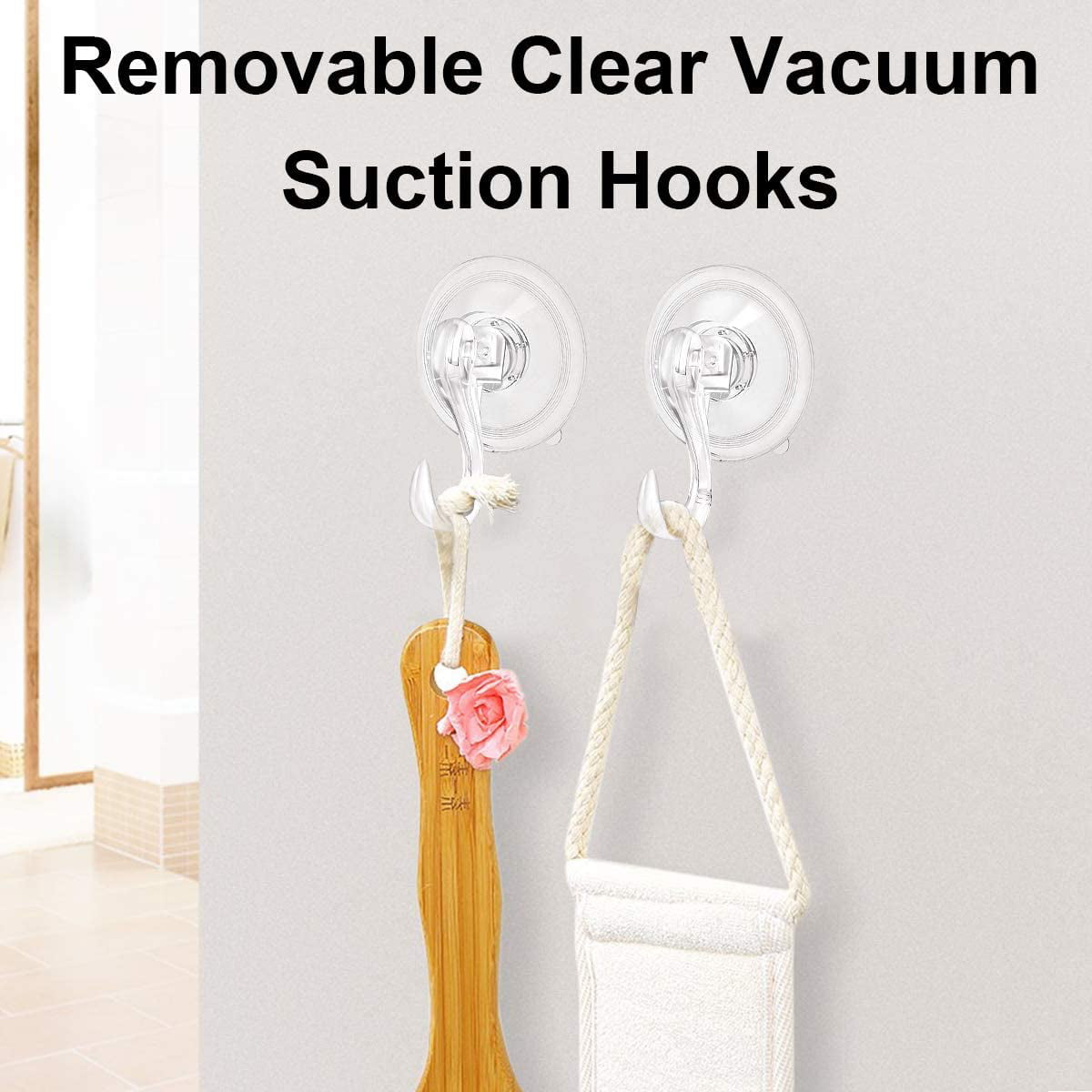 Suction Cup Hooks, 2PCS Heavy Duty Vacuum Strong Suction Cups with