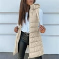 thumbnail image 2 of Breezora Quilted Sleeveless Puffer Vest for Women Hooded Winter Coat Warm Zip Up Outerwear Mid Length Design L Size, 2 of 7