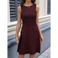 thumbnail image 6 of Dycnvjo Women'S Casual Dresses 2025 Sleeveless Striped Mini Dress High Waisted A Line Dresses Wine Red S, 6 of 8