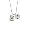 thumbnail image 2 of Delight Jewelry Silvertone Pebble Border Initial - S Silvertone Script Initial Disc - J - Charm Necklace, 20"+3", 2 of 4