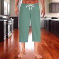 thumbnail image 2 of RYDCOT Men's Capri Pants Loose Fit Elastic Waist Baggy Casual Straight Leg Pajama Pants Mint Green, 2 of 7
