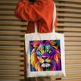 thumbnail image 3 of Shadudu Cute Lion Tote Bag - Lion - Animal Themed - Canvas Tote Bag for Women - Lion Decor - Aesthetic Large Beach Cute for Grocery Shopping Book Teacher (Black - Lion) white, 3 of 6