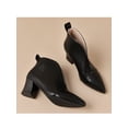 thumbnail image 4 of Frontwalk Womens Booties Mid Heels Heeled Boot V-Cut Ankle Boots Party Chunky Block Bootie Women Pointed Toe Shoes Black 9, 4 of 9