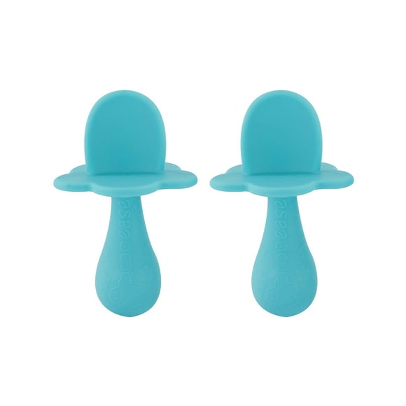 Grabease Juego de 2 Cucharas para alimentación , 3+ Meses, Ergonómicas, Libre de BPA, Silicon, Aqua