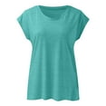 thumbnail image 4 of YEJIMAN Green Cotton Tshirts For Women, Polyester,Spandex,cotton Patriotic Shirts For Women, Women Cap Sleeve Summer Casual Tops V Neck Solid Color Casual Shirts Loose Fit Blouse, 4 of 5