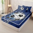 thumbnail image 2 of Homewish Comic Soccer Goal Net Zipper Twin Comforter Sets with Fitted Sheet and 2 Pillowcases, Sport Zipper Bedding Set for Boys and Girls, Navy Reversible, 4-Piece, 2 of 6