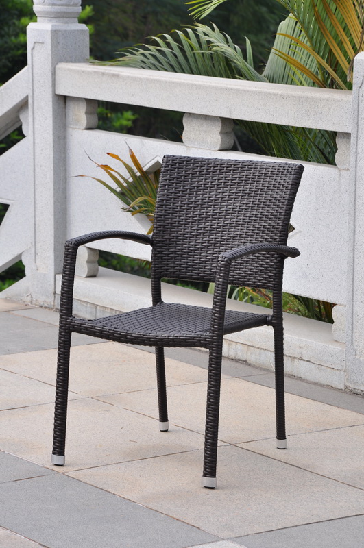 International Caravan Resin Wicker Square Back Dining Chair-Color:Black,Number of Items:Single - image 2 of 3