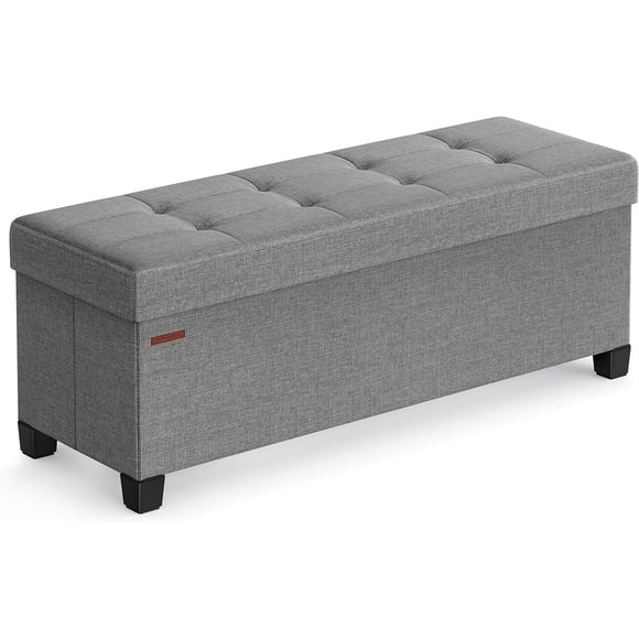 Storage Ottoman Bench, Foldable Foot Rest with Legs, 38 x 110 x 40 cm, End of Bed Bench, Storage Chest, Load up to 300 kg, for Living Room, Bedroom, Entryway, Dove Gray ULSF018G02