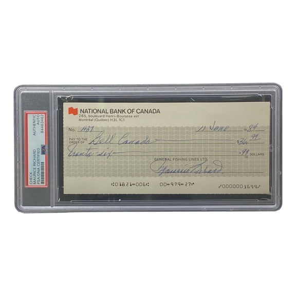 Maurice Richard Signed Montreal Canadiens Bank Check #437 PSA/DNA