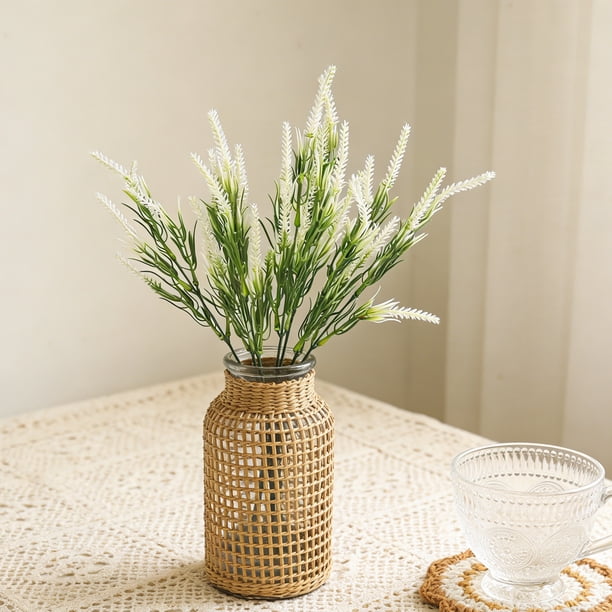 Ramo de Lavanda Artificial - Tallos de Flores Artificiales de Plástico, Blanco MNFD