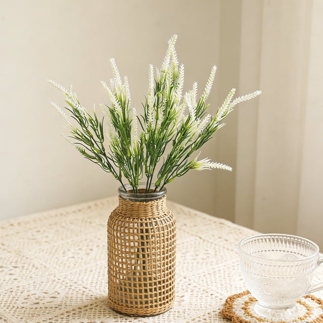 Ramo de Lavanda Artificial - Tallos de Flores Artificiales de Plástico, Blanco MNFD