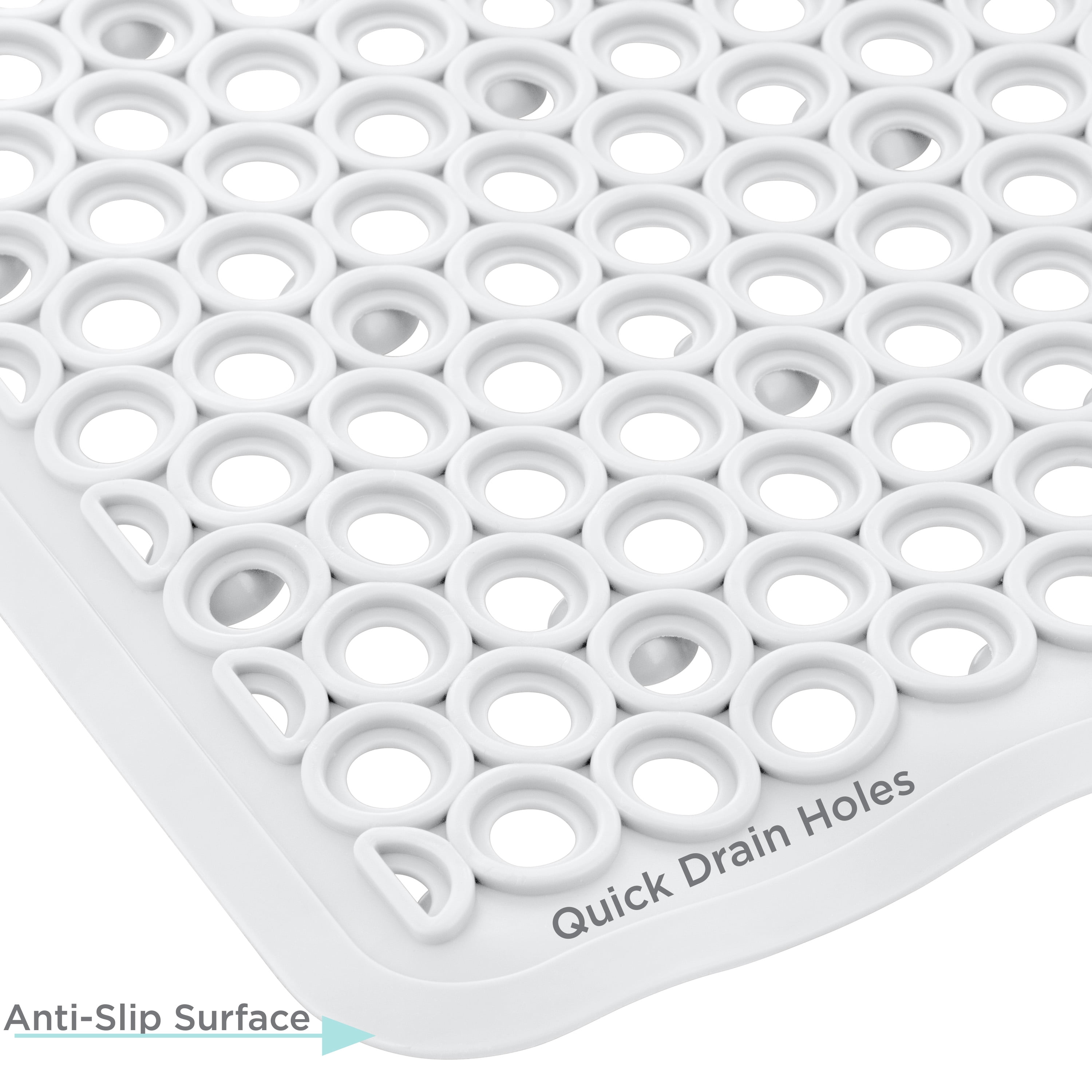 Bath Bliss 2 Pack Self-Draining PVC Bathmats in White