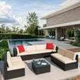 thumbnail image 6 of Homall 9 Pieces Rattan Patio Furniture Conversation Set Outdoor Sectional Sofa for Backyard,Beige, 6 of 8