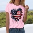 thumbnail image 2 of TOWED22 American Flag Patriotic T-Shirt Women 4th of July Gift Shirt USA Flag Stars Stripes Graphic Short Sleeve Casual Tops(Pink,M), 2 of 6