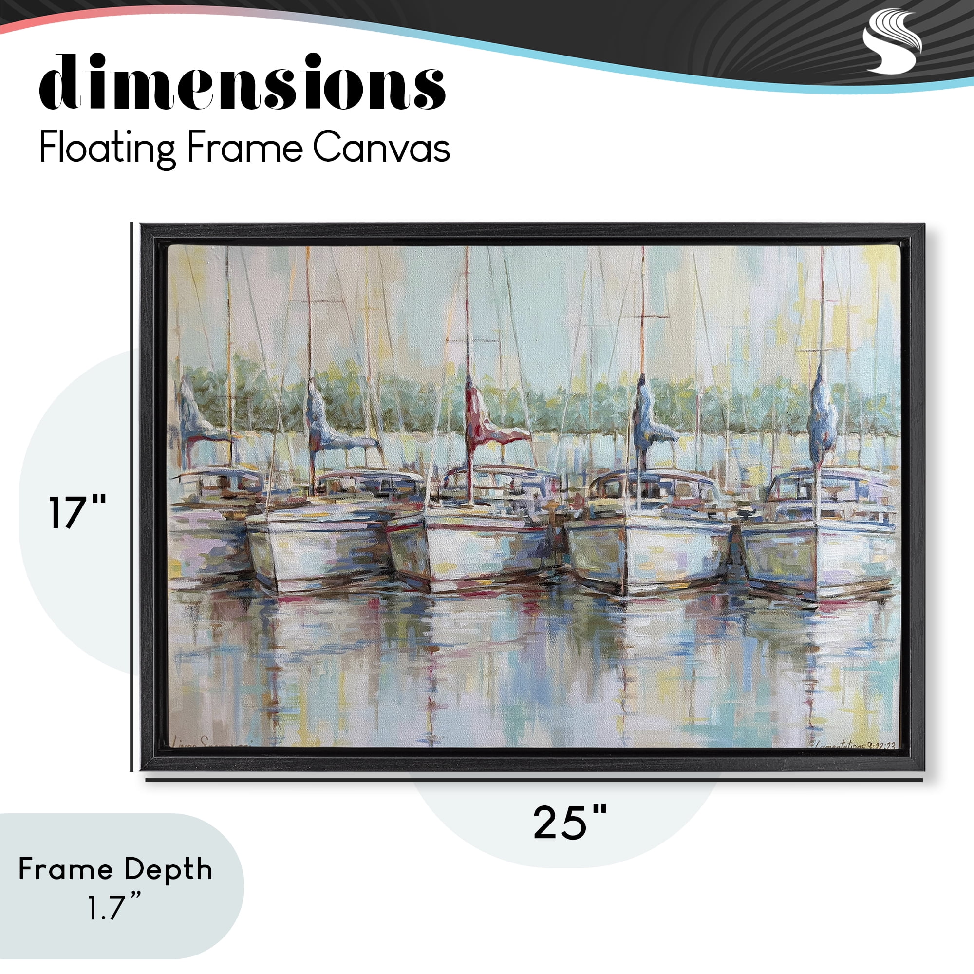 Stupell Industries Morning At The Marina Black Framed Floater Canvas Wall Art, design by Linda Sperruzzi